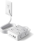 Flat Plug Surge Protector Power Strip, 6ft Ultra Thin Extension Cord with 4 USB (2 USB C Port), 8 Outlets Desk Charging Station, Wall Mountable Outlet Extender for Home Office, College Dorm Room