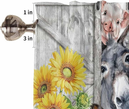 Farmhouse Living Room Curtains 72 Inches length, Watercolor Sunflowers Animals - Image 6
