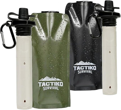 2-Pack Tactiko Survival 20oz/600ml Filtered Water Bottle Kit by TactikoSurvival