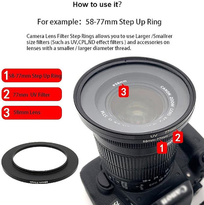 Metal Step Up Ring, 95mm to 105mm 95-105mm Step Rings 2 Pieces Step-Up Lens - Image 8
