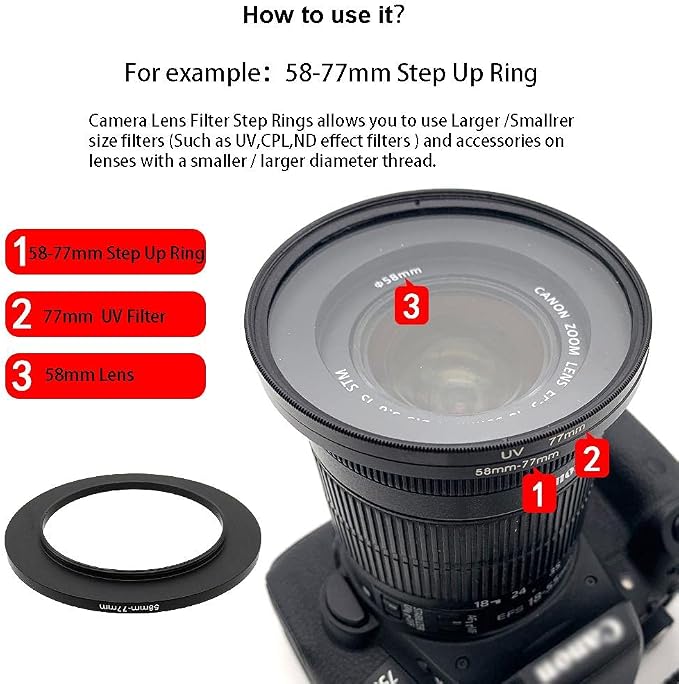 95 to 77mm Metal Step Rings, 95mm to 77mm Step Down Ring Filter Ring Adapter - Image 8