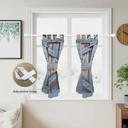 Farmhouse Wood Grain Kitchen Curtains 45 Inch Length, Short Cafe Window - Image 5