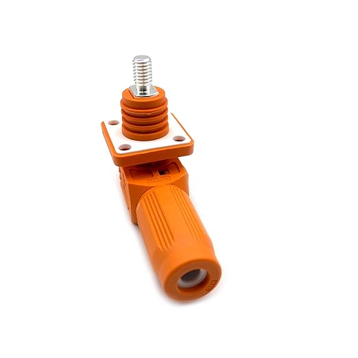 100A Battery Energy Storage Connector, 16mm² High Current Connectors IP67 Waterproof Stud Wiring Power Adapter Quick Plug Terminal Right Angle Plug and Socket （1000V Orange)