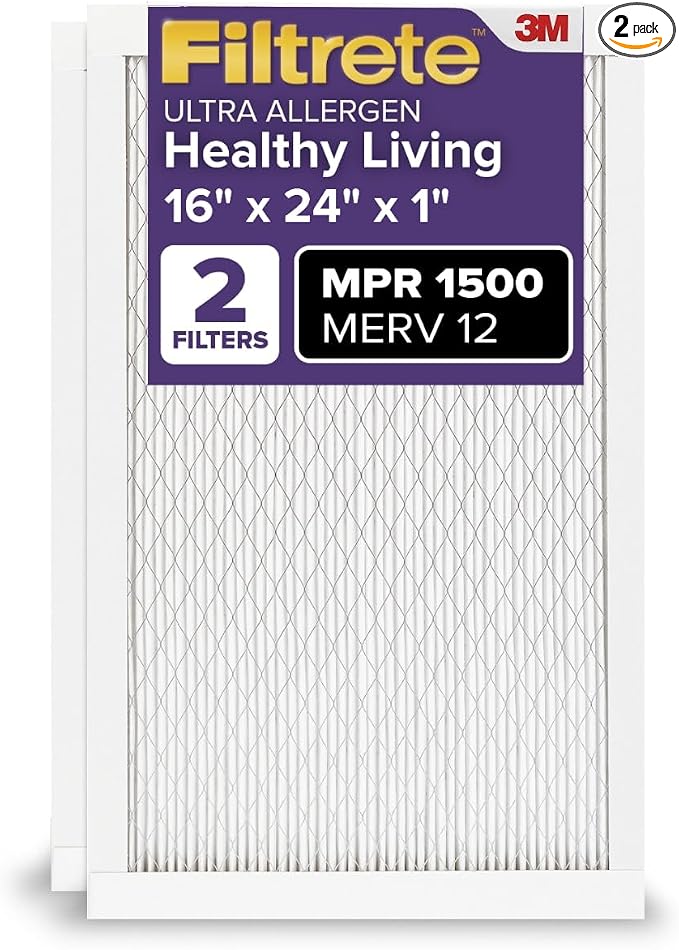 Filtrete 16x24x1 AC Furnace Air Filter, MERV 12, MPR 1500, CERTIFIED asthma & by Filtrete