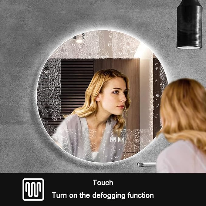 LED Illuminated Bathroom Mirror Round Wall Mirror - Image 4