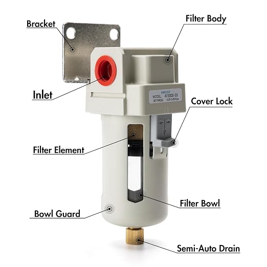 3/8" NPT Air Dryer for Compressor | Compressed Air Line Filter | 5 Micron Brass - Image 3
