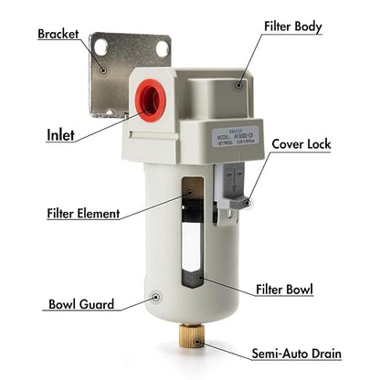 3/8" NPT Air Dryer for Compressor | Compressed Air Line Filter | 5 Micron Brass - Image 3