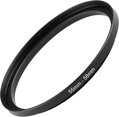 55mm to 58mm Step-up Adapter Rings Filter Adapter Black Metal Step Down Filter by Unknown