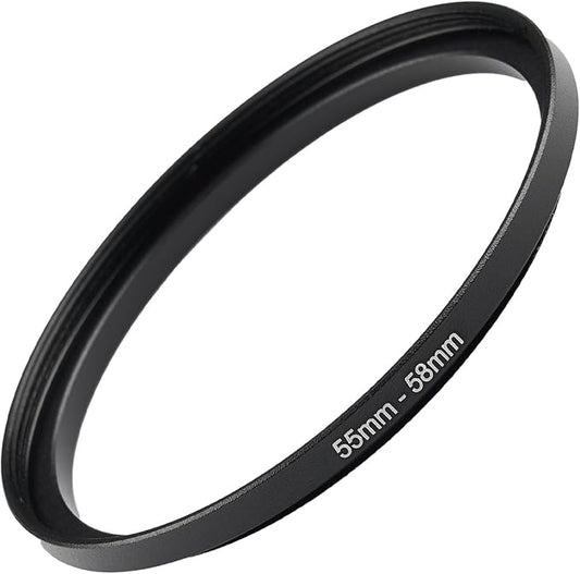 55mm to 58mm Step-up Adapter Rings Filter Adapter Black Metal Step Down Filter by Unknown