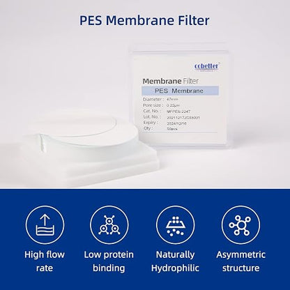 100 Pieces/Pack PES Disc Membrane Filters Hydrophilic 47mm Diameter 0.45µm Pore - Image 3