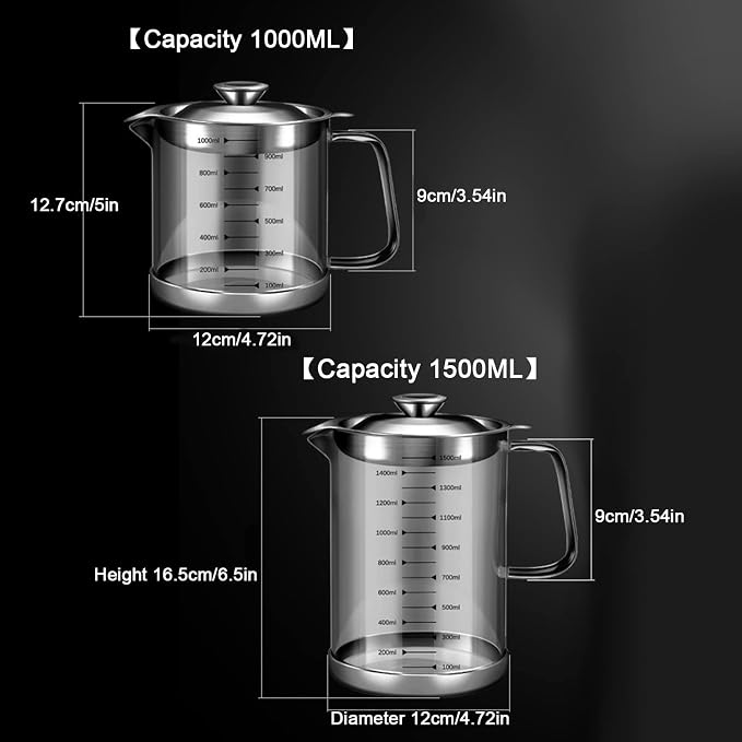 1.5L/50oz Glass Bacon Grease Container - Image 7