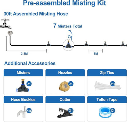 Pre-Assembled Misters for Outside Patio, Outdoor Water Misting Cooling System - Image 3