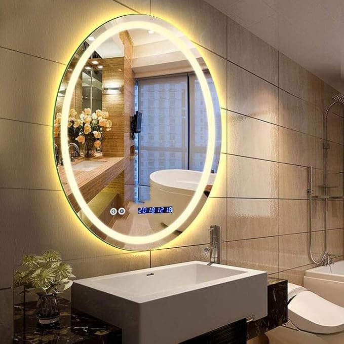 Oval LED Bathroom Mirror Wall Makeup Mirrors Shaving Mirror - Image 2