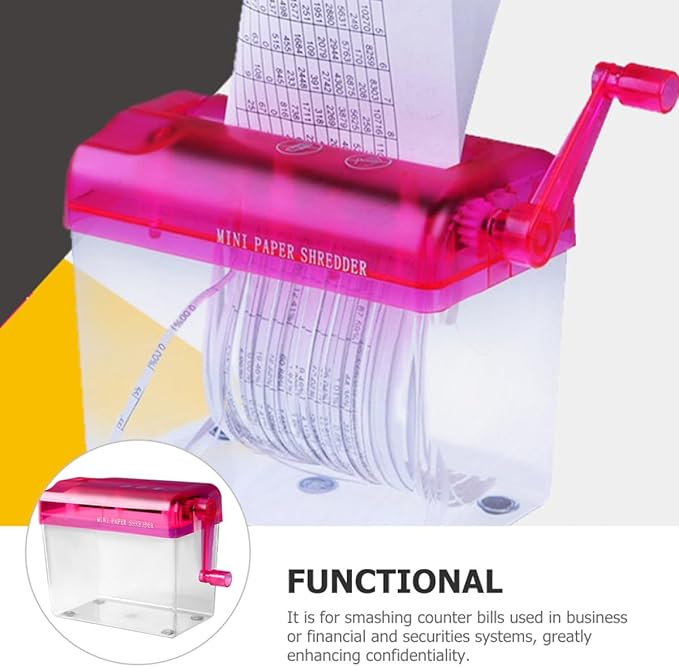 JOINPAYA Manual Desktop Paper Shredder Small Handheld Household Manual Shredder Portable Paper Cutting Tool for Home Office Use Red