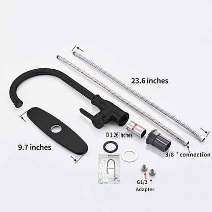 Single Handle Kitchen Faucet Stainless Steel Matte Black, Modern High Arc - Image 6