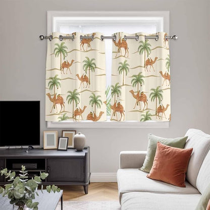 2 Panel Kitchen Cafe Curtains, Date Coconut Tree Sunlight Filtering Nature Air - Image 5