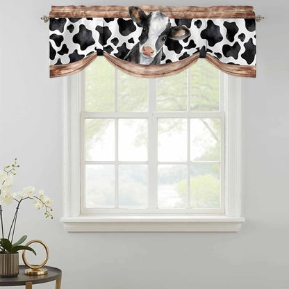 Cow Printed Tie Up Valance Curtains - Image 2