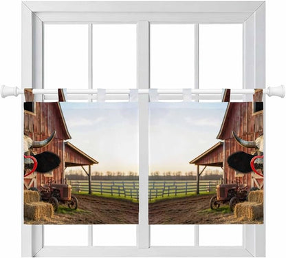 Farm Cows Kitchen Curtains 24 Inch Length, Small Window Curtains Tab Top by Unknown