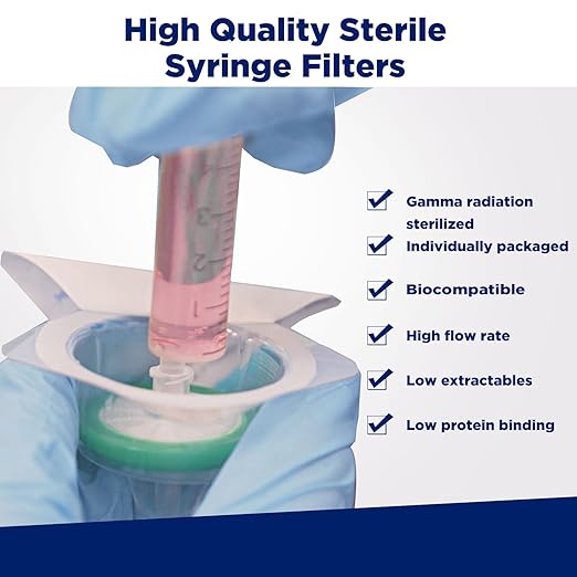 Membrane Solutions 100 Pack Syringe Filter Sterile PES Hydrophilic Filtration - Image 4