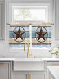 Vintage Western Star on Wood Grain Window Valance Curtains, Retro Wooden by IDOWMAT