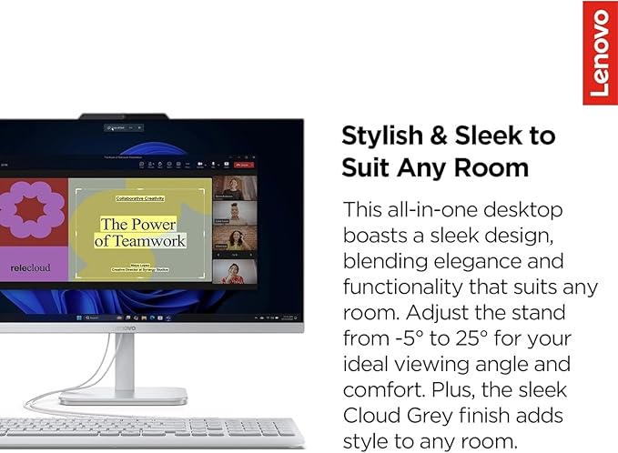 Lenovo IdeaCentre 24" FHD All-in-One Desktop Computer with Lifetime Office 365 for The Web • 16GB RAM • 1TB Storage • Intel Core • Wired Keyboard and Mouse • Windows 11