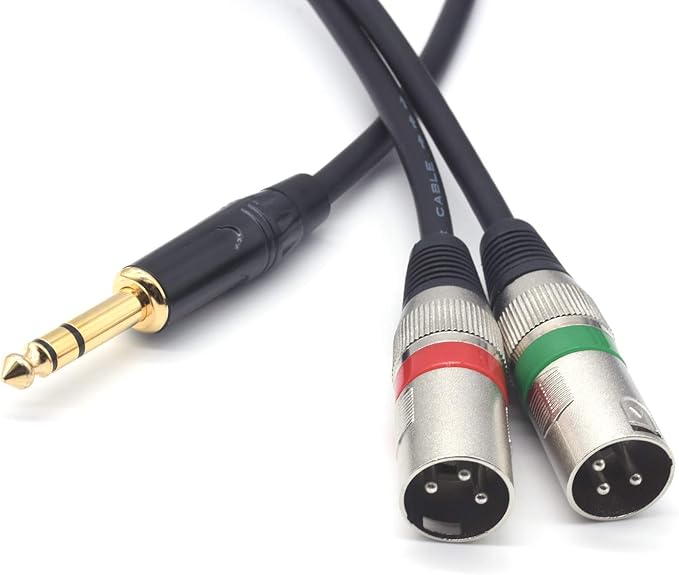 SiYear 10FT 6.35mm (1/4inch) TRS Male Plug to 2 Dual XLR Male Stereo Unbalanced Y Splitter Patch Microphone Cable Cord （3M）