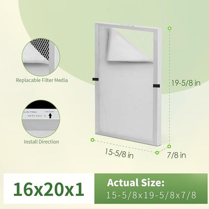 16x20x1 Reusable Air Filter MERV 8 Washable Furnace & AC Filter - Image 2