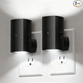 Brightown 2 Pack Black Night Lights Plug into Wall, Modern Night Light with Rotating Plug, Dusk to Dawn Sensor, 0-100LM Stepless Dimming Aora Night Light for Hallway Bedroom Bathroom, Pure White