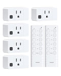 Wireless Remote Control Outlet, 200FT Long Range Remote Light Switch, Mini Remote Outlet Plug, 15A/1875W High-Power for Lamps, Lights, Household Appliances, FCC & ETL Listed (5 Outlets + 2 Remotes)