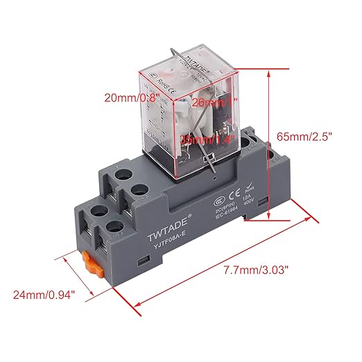 TWTADE/DC 12V Electromagnetic Power Coil Relay 10A 8 Pins 2DPT 2NO 2NC with Indicator Light and Socket Base -YJ2N-LY