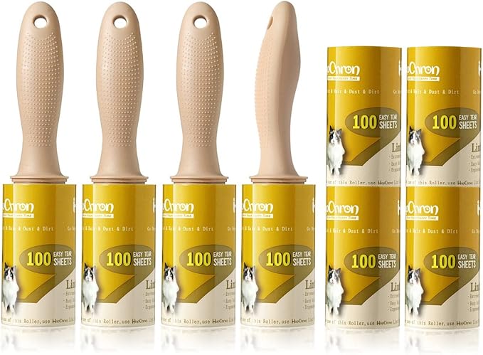 HapChron Lint Rollers Extra Sticky for Pet Hair [800 Sheets/4 Handles], Lint Remover Go Beyond Animal Fur, Dust and Other Dirt, Dog & Cat Hair Remover Rollers for Clothes, Furniture, Carpet, Car