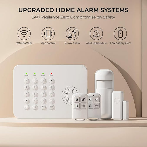 2026 WiFi+GSM/4G Home Security System with Instant Smart Life or Tuya App Real-Time Alert,Door & Window Alarms for Home for Apartment,Kids Safety,Office,NO Monthly Fees,SOS Button,Remote Control