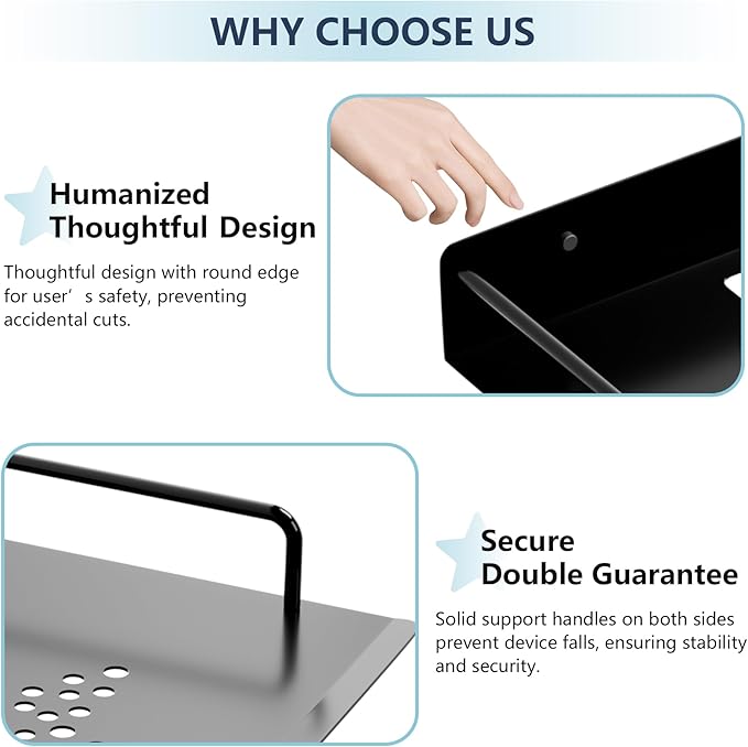 Floating Shelves for Projector, Metal WiFi Router Shelf, Cable Box Wall Mount, Dvd Player Shelf, Under Tv Wall Mount for Tv Box/Game Console/Speaker, Wall Mounted Floating Rack/Stand/Holder