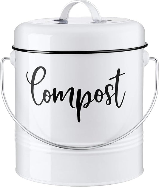 Compost Bin Kitchen, 1.3 Gallon Farmhouse Kitchen Compost Bin Countertop by DAYYET