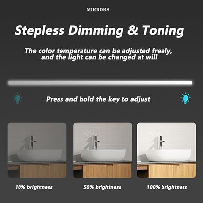 Bathroom Mirror with LED Lights and Touch Sensor, Wall Mounted Mirror with - Image 5