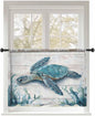 Sheer Curtains 54 Inch Length, Teal Green Sea Turtle Semi Sheer Curtains Light by Unknown