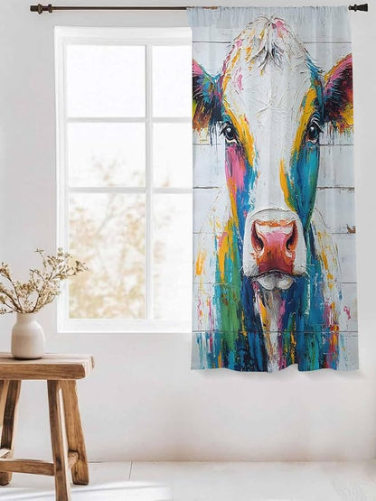 Sheer Curtains 72 Inches Long, Farmhouse Oil Painting Semi Sheer Curtains Light - Image 3