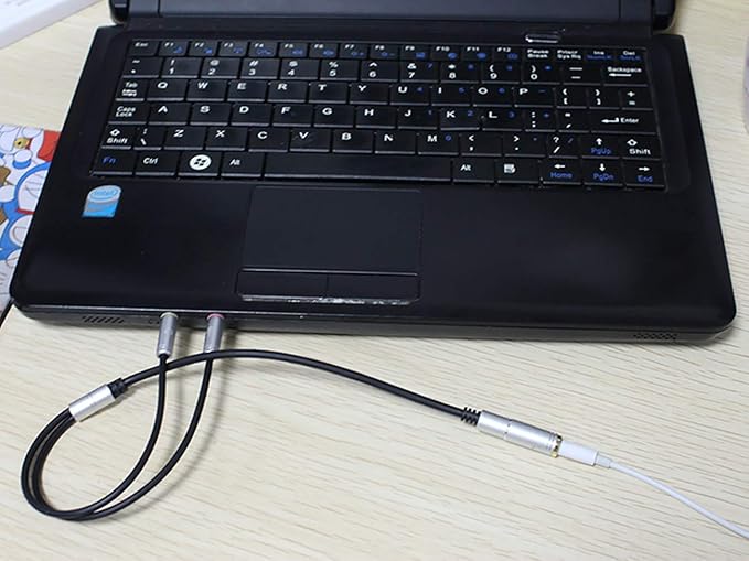 CANFON Headphone Splitter for Computer 3.5mm Female to 2 Dual 3.5mm Male Headphone Mic Audio Y Splitter Cable Smartphone Headset to PC Adapter(35CM, Black)
