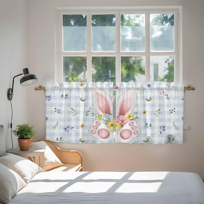 Easter Kitchen Tier Curtains 36 Inch Long 2 Panel Set, Rod Pocket Half Window - Image 4