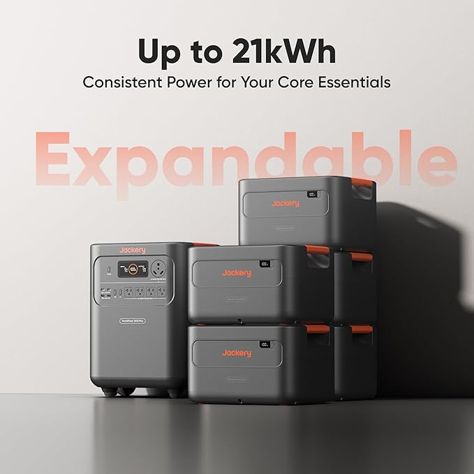 Jackery HomePower 3600 Plus Portable Power Station with AC Cable and 2X 200W Solar Panels, 3600W AC Output, 3584Wh Solar Generator, Expandable up to 21kWh, Essential Home Backup for Home Use