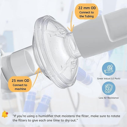 Nispira 12-Pack Universal CPAP Inline Viral Filter - Image 3