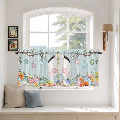 Easter Bunny Kitchen Tier Curtains 36 Inch Long 2 Panel Set, Rod Pocket Half by Unknown