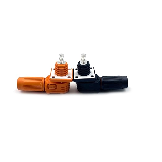 450A Battery Energy Storage Connector, 185mm² High Current Connectors IP67 Waterproof Stud Wiring Power Adapter Quick Plug Terminal Right Angle Plug and Socket (1500V Black+Orange)