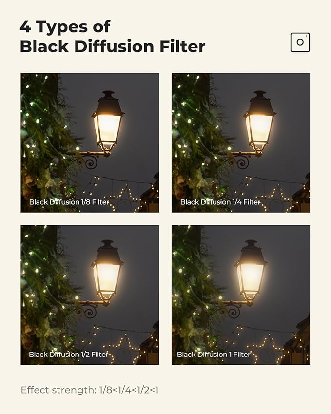 K&F CONCEPT 72mm Black Diffusion 1/8 Filter, Mist Dreamy Cinematic Effect Filter - Image 6