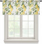 Spring Summer Lemon Sheer Valance Curtains, Leaf Flower White Wood Grain Light by Houseown