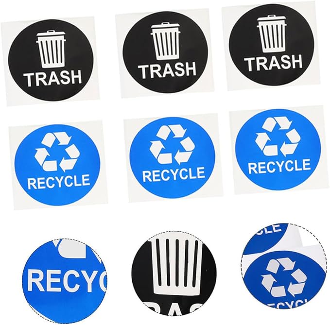8pcs Trash Can Stickers for Waste Sorting Garbage Classification Decals Black - Image 4
