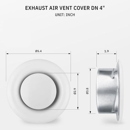calimaero® TVSA 4 Inch AC Vent Cover Round Adjustable Steel Air Vent Deflector - Image 2