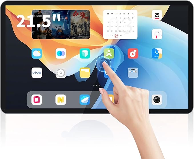 TouchWo 21.5 inch Android 14 Touchscreen Monitor Tablet, 16:9 FHD 1080P, WiFi & BT, Built-in Speakers, RK3576 4GB RAM & 32GB ROM, Smart Board for Classroom, Meeting & Game
