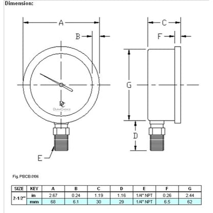 2-1/2" Oil Filled Pressure Gauge - Image 6