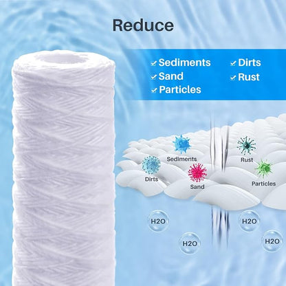 CFS – 12 Pack String Wound Sediment Water Filter Cartridges Compatible - Image 6